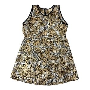 Vintage L.A. Intimates Dress Women's Medium Tan Leopard Satin A-lined 90s Grunge
